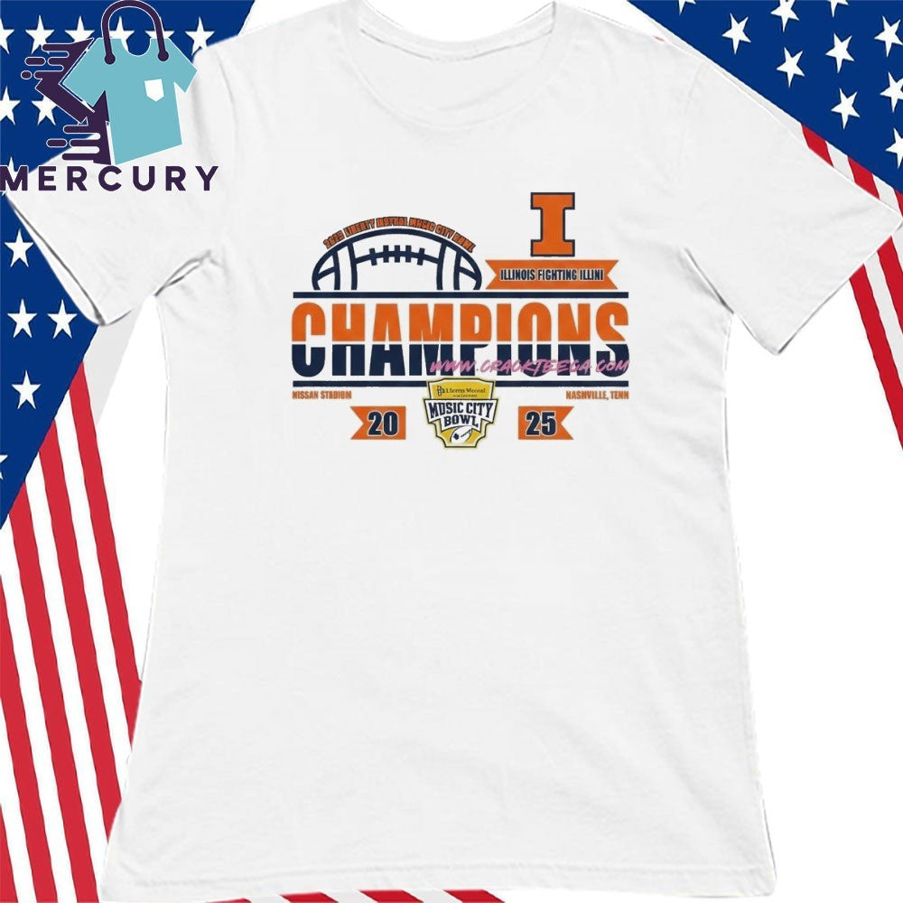 llinois Fighting Illini Football 2025 Liberty Mutual Music City Bowl Champions Locker Room Shirt