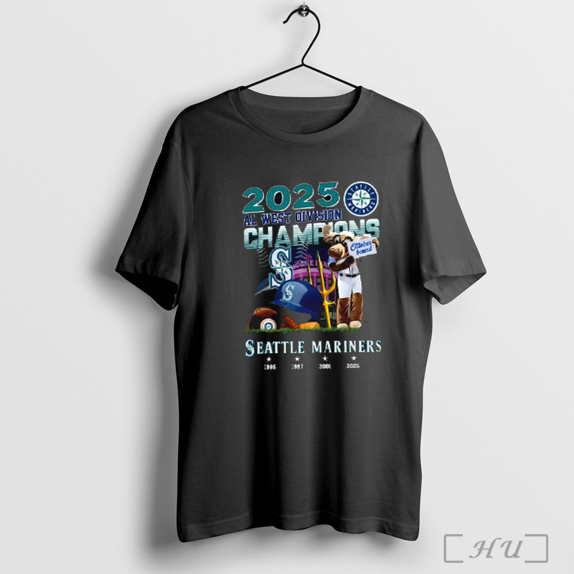 Officials 2025 Al West Division Champions October Bound Seattle Mariners Mascot T Shirt