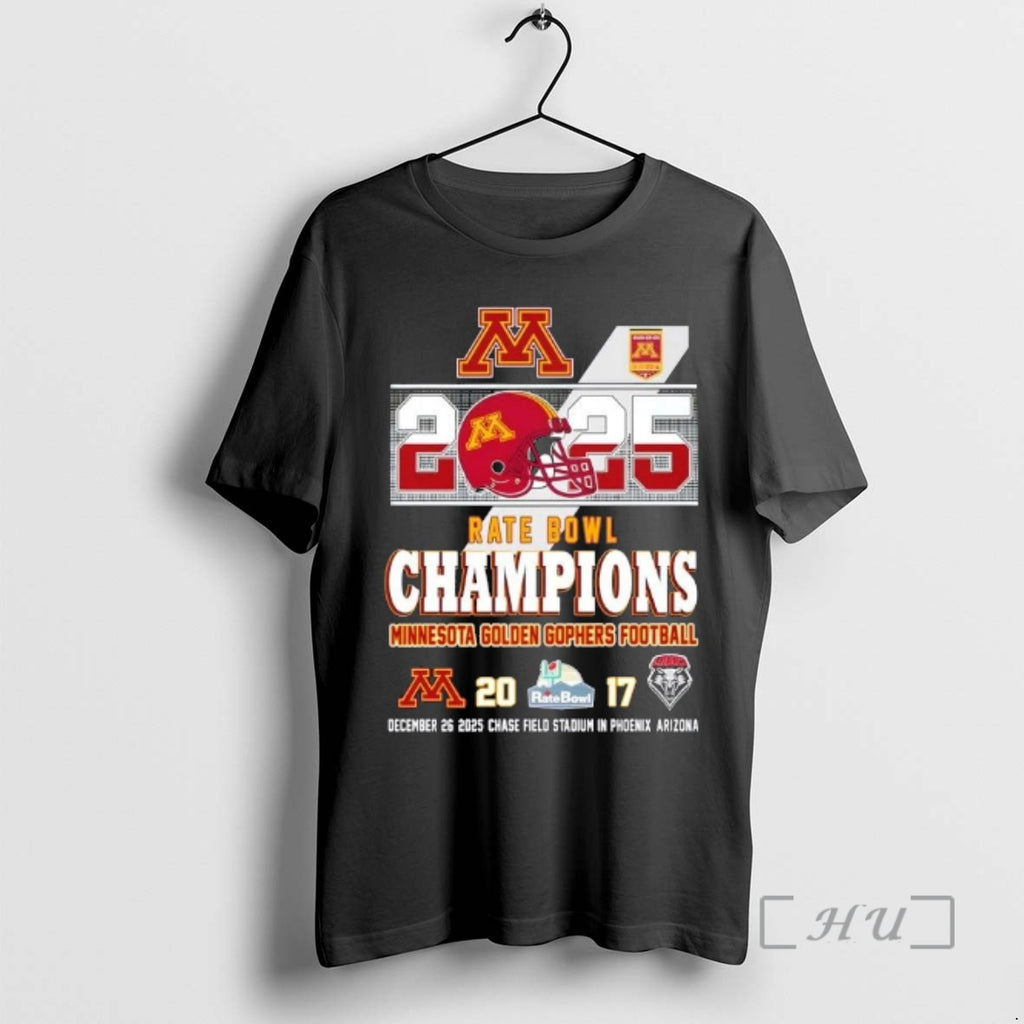 Officials 2025 Rate Bowl Champions Minnesota Golden Gophers Football Chase Field Stadium Premium T Shirts Hoodie, Sweatshirt