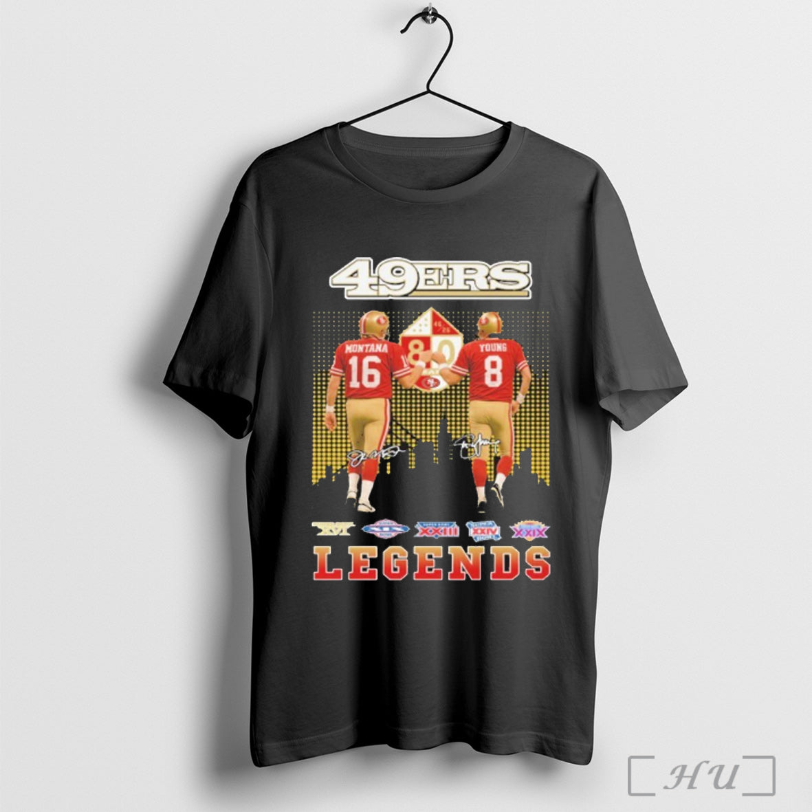 Officials 49ers Montana And Young Signature Legends T Shirt