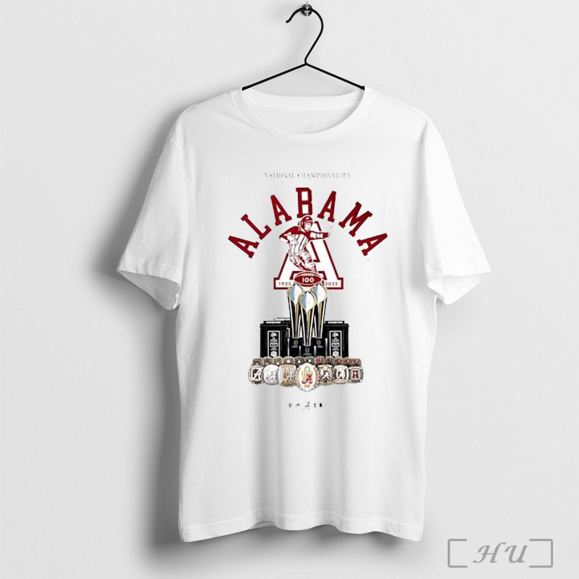 Officials Alabama Crimson 100 Years Of National Championships T Shirt