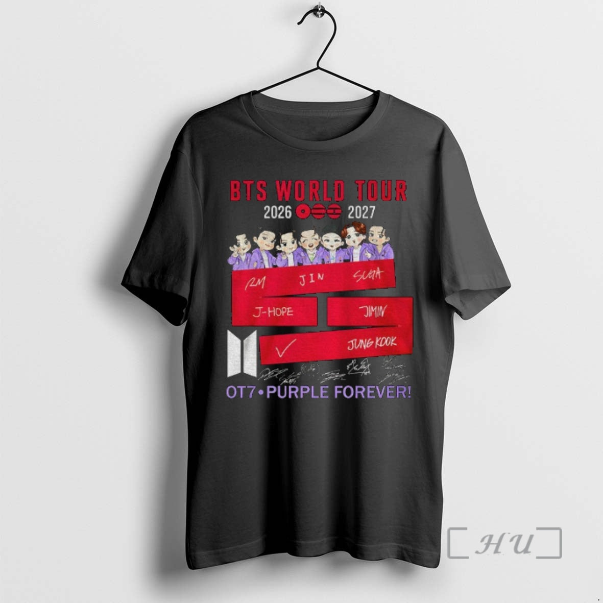 Officials Bts World Tour 2026 2027 Ot7 Purple Forever Signatures T-Shirts, Hoodie, Sweatshirt | AU01DripNestTees.com