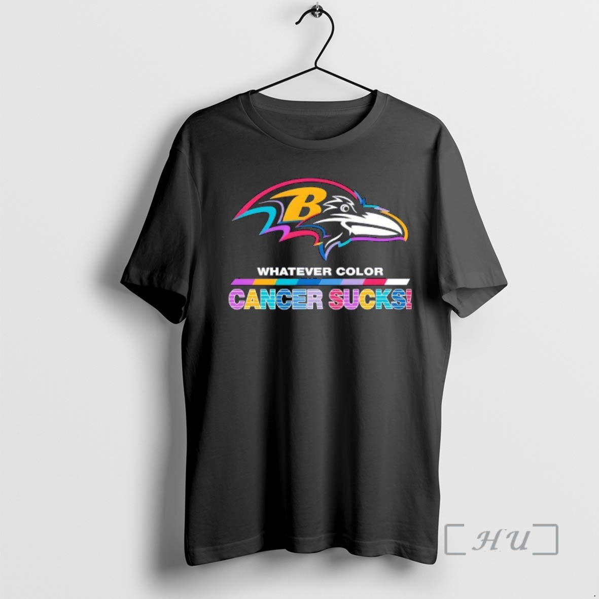 Officials Baltimore Ravens Football Whatever Color Cancer Sucks Logo Colors T-Shirts, Hoodie, Sweatshirt
