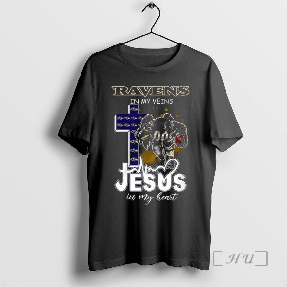 Officials Baltimore Ravens In My Veins Jesus In My Heart Mascot Premium T Shirts Sweater Hoodie, Sweatshirt