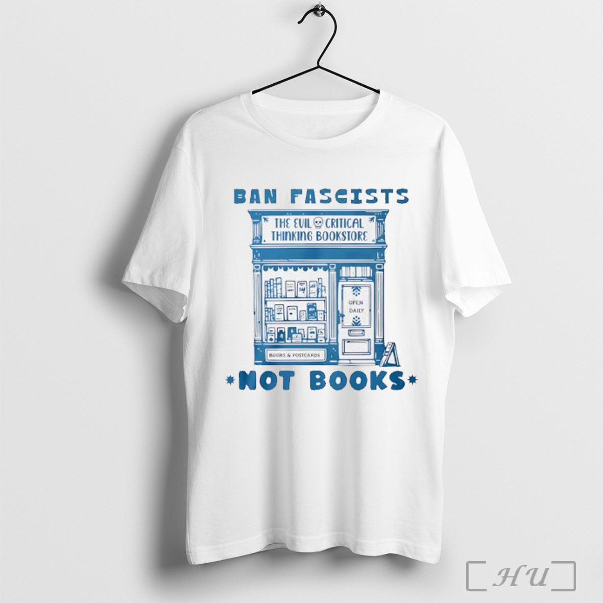 Officials Ban Fascists Not Books The Evil Critical Thinking Bookstore T Shirt