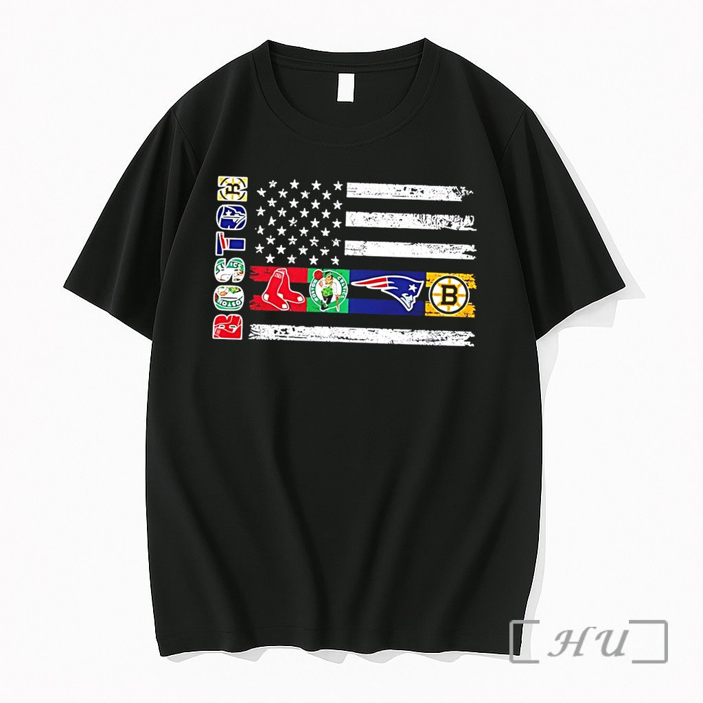 Officials Boston Sports Teams Logos Flag Tee