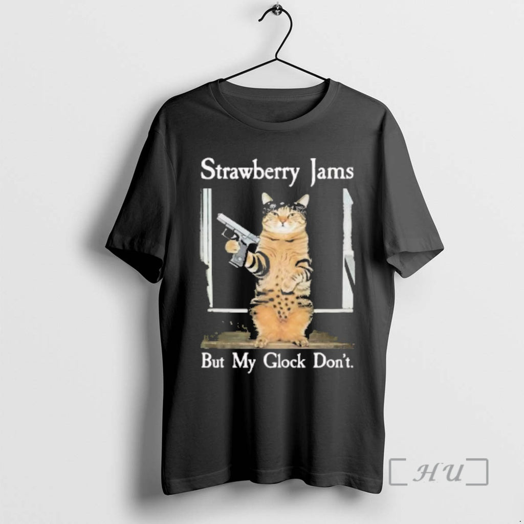 Officials Cat Gangster Strawberry Jams But My Glock Dont T-Shirts, Hoodie, Sweatshirt | AU01DripNestTees.com