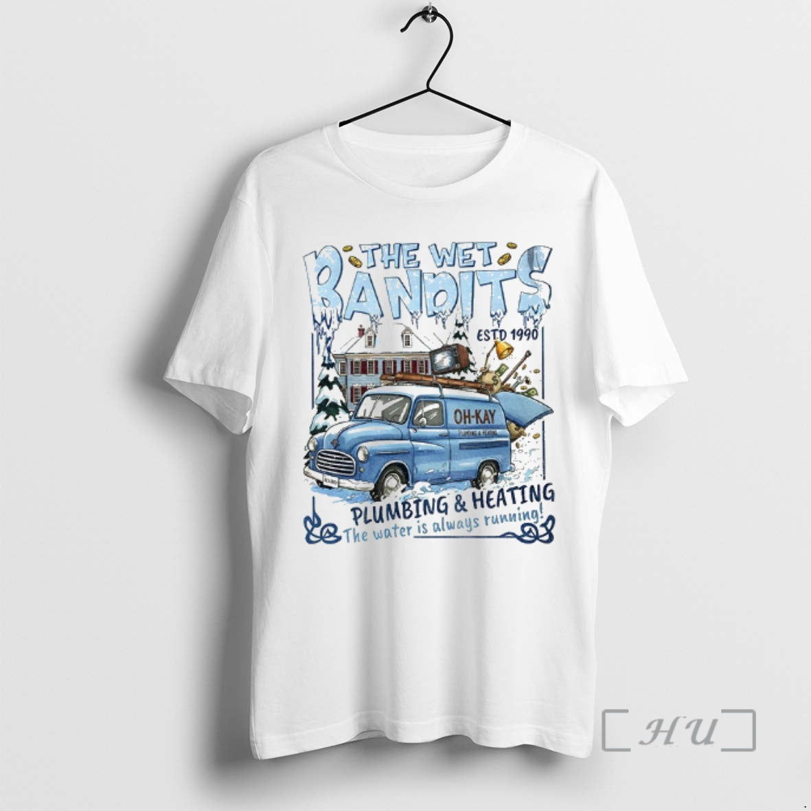 Officials Christmas Wet Bandits Harry And Marv Plumbing Heating The Water Is Always Running Premium T-Shirts, Hoodie,...