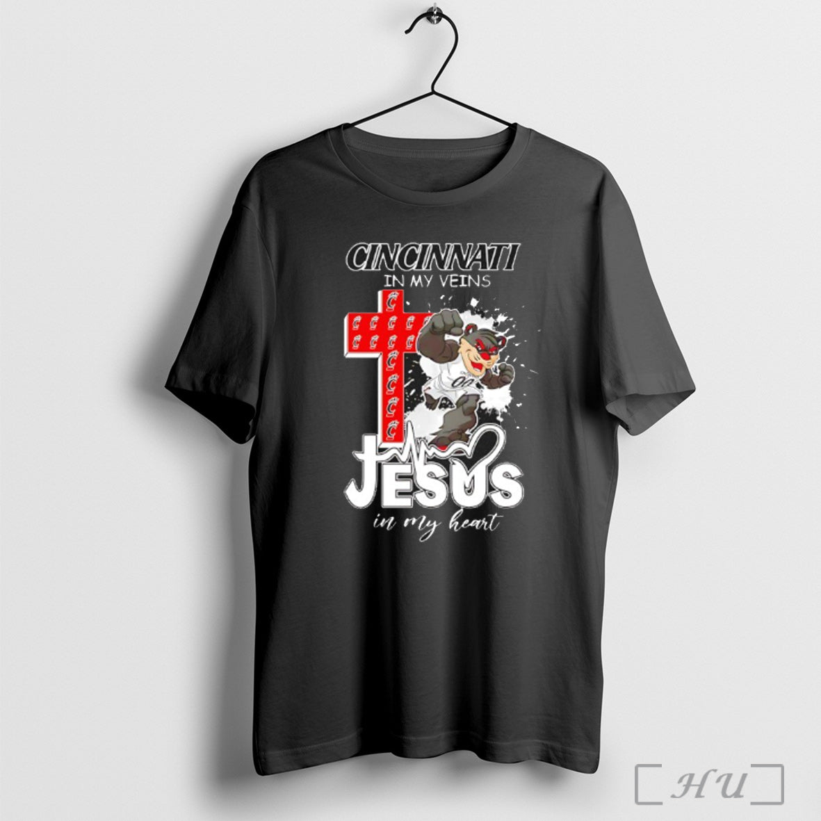 Officials Cincinnati Bearcats Football In My Veins Jesus In My Heart T Shirt