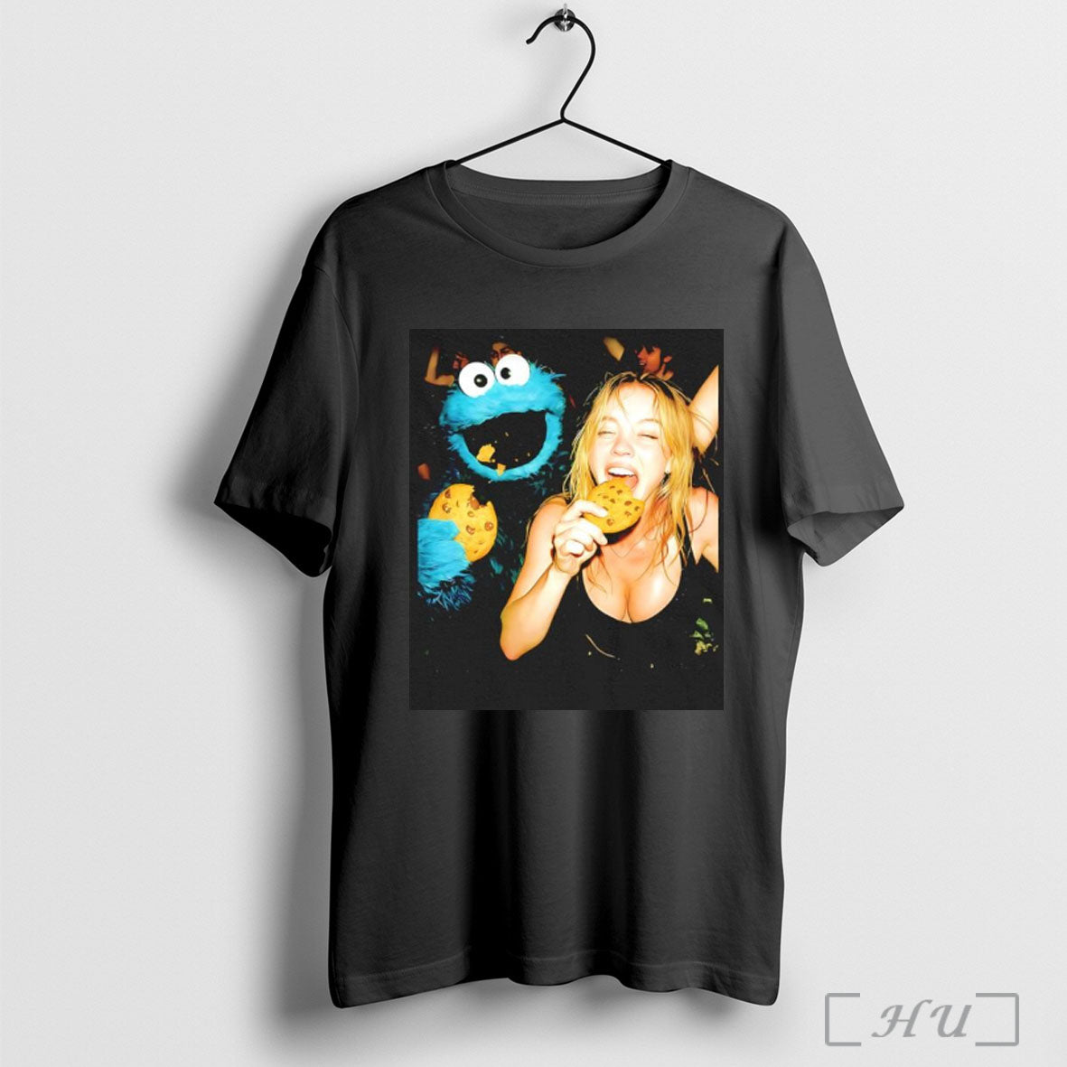 Officials Cookie Monster And Sydney Sweeney Party T Shirt Black T Shirt