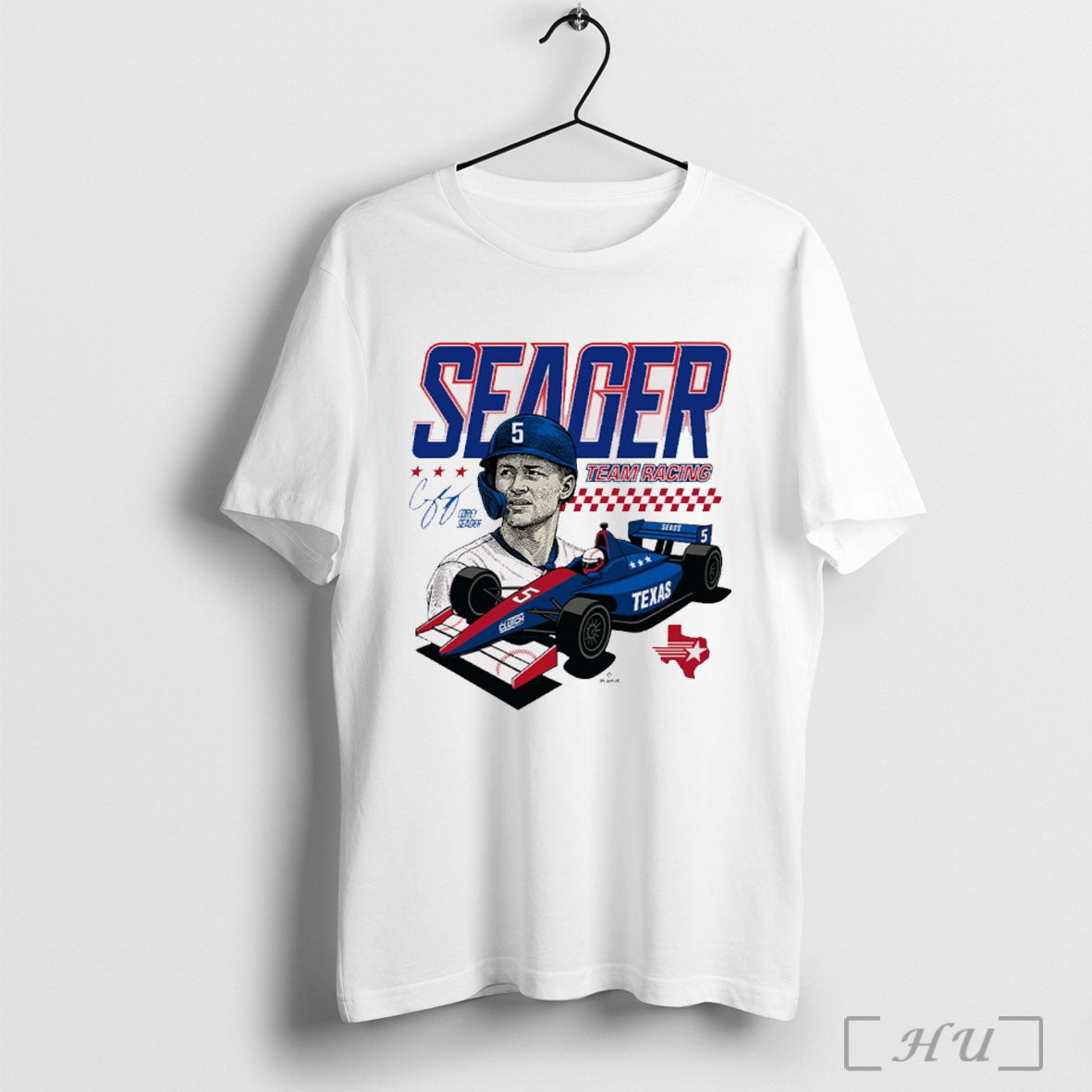 Officials Corey Seager Team Racing Texas Rangers Mlb Baseball Signature Painting T Shirt