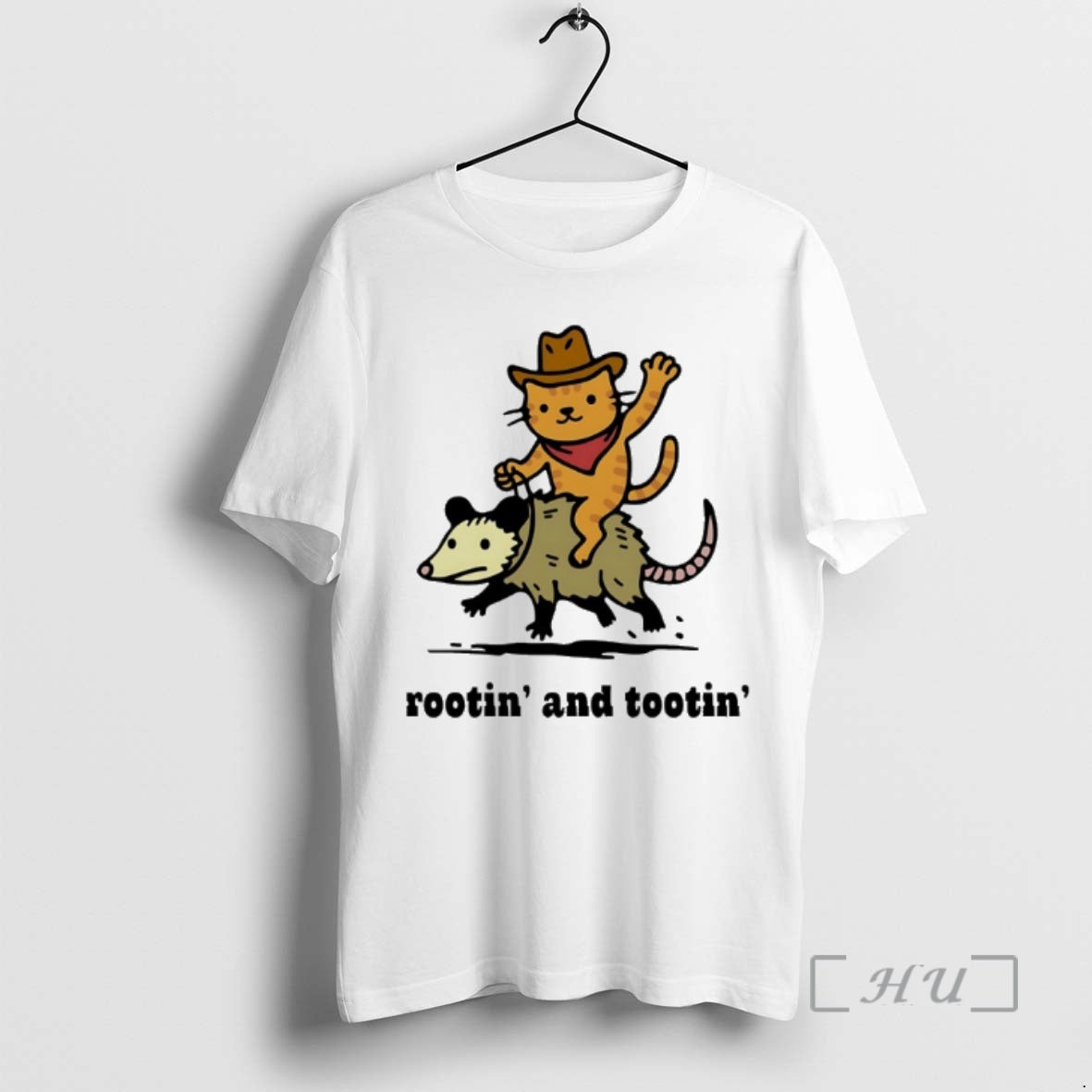 Officials Cowboy Cat Riding Possum Rootin And Tootin Funny T-Shirts, Hoodie, Sweatshirt | AU01DripNestTees.com