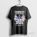 Officials Cowboys In My Veins Jesus In My Heart Player Collage Signatures Premium T Shirts Hoodie, Sweatshirt