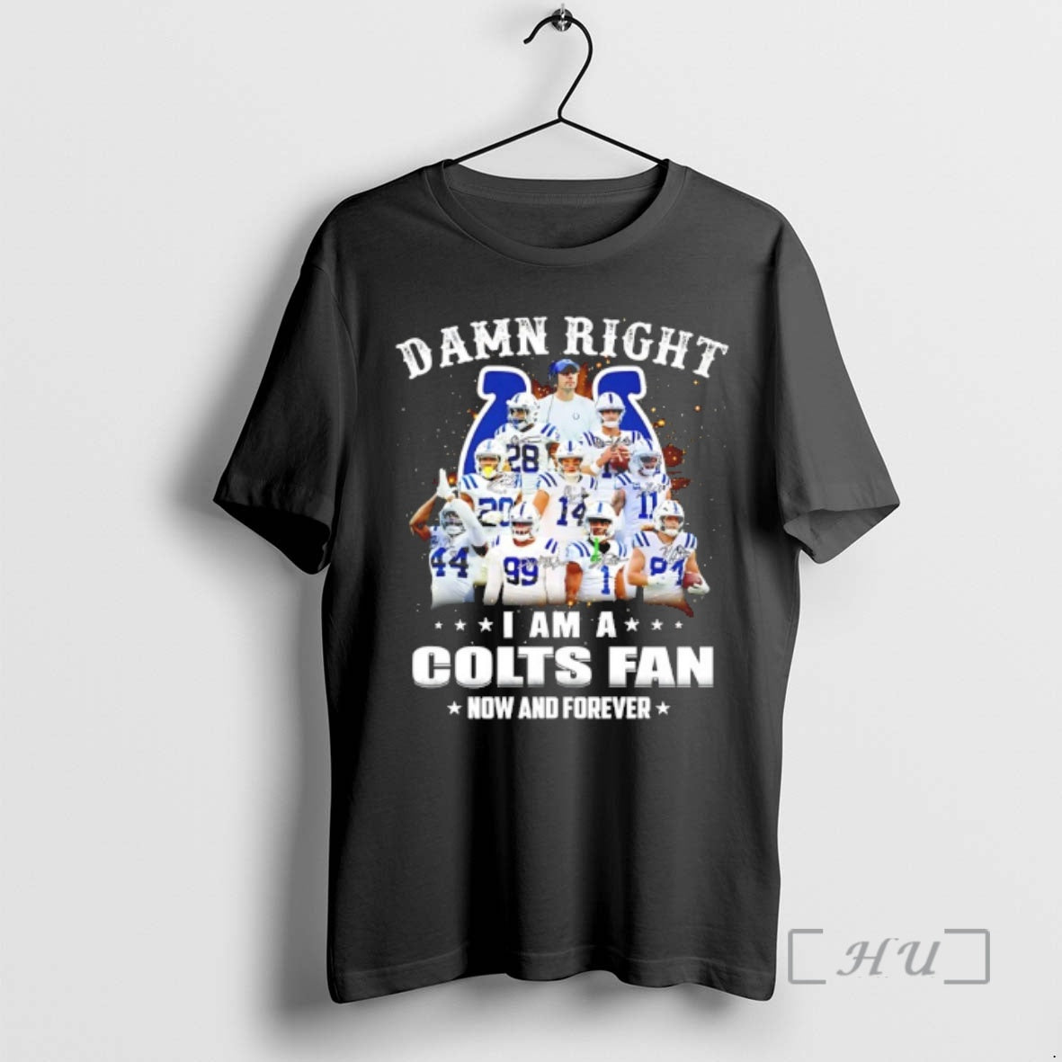 Officials Damn Right I Am A Colts Fan Now And Forever Player Collage Christmas Tree T-Shirts, Hoodie, Sweatshirt