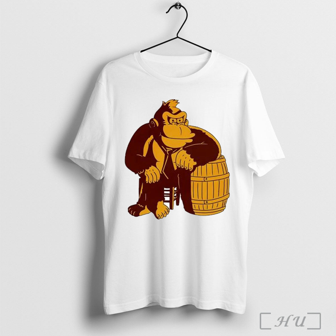 Officials Donkey Kong Gorilla Sitting On A Barrel Video Game Posters White T Shirt