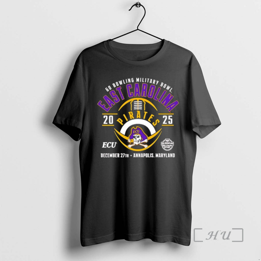 Officials East Carolina Pirates 2025 Go Bowling Military Bowl T-Shirts, Hoodie, Sweatshirt | AU01DripNestTees.com