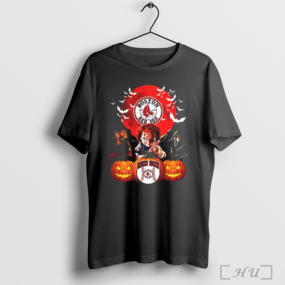 Officials Freddy Krueger Chucky And Ghostface Moon Boston Red Sox Mlb Halloween 2025 V Neck
