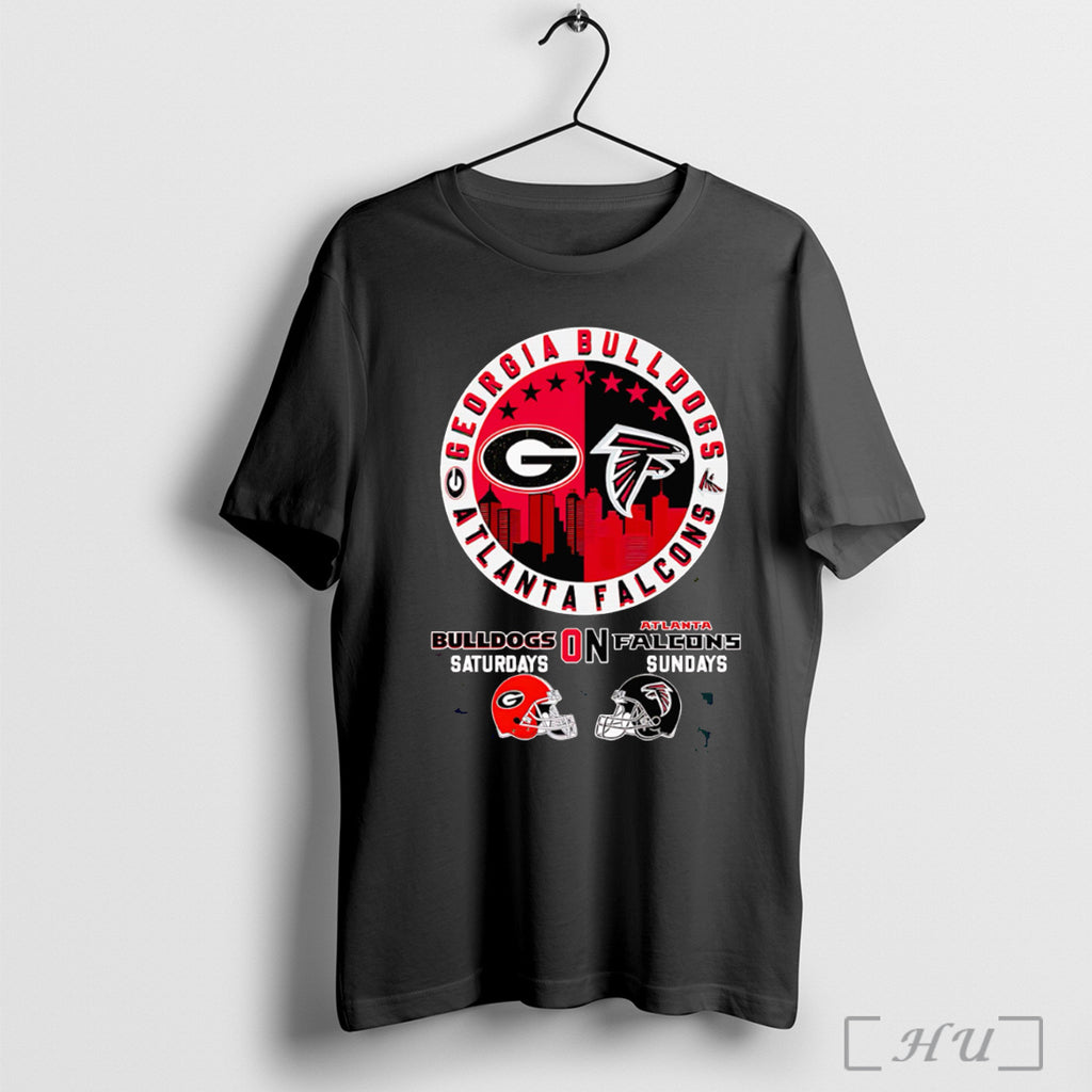 Officials Georgia Bulldogs On Saturdays Atlanta Falcons On Sundays Skyline T Shirt