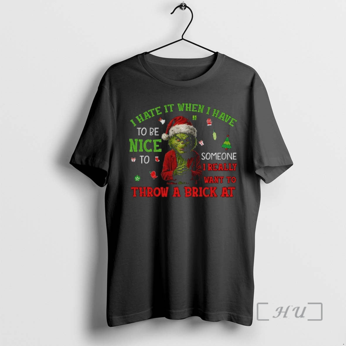Officials Grinch Santa I Try To Be Nice I Really Want To Throw A Brick T-Shirts, Hoodie, Sweatshirt | AU01DripNestTees.com