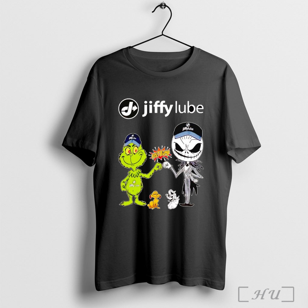 Officials Grinch And Jack Skellington Fist Bump Jiffy Lube Halloween T Shirt