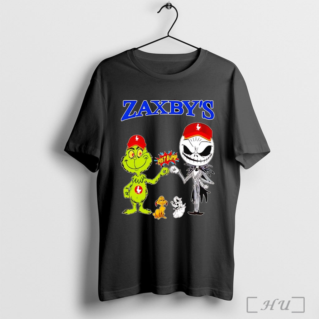 Officials Grinch And Jack Skellington Fist Bump Zaxbys Halloween T Shirt