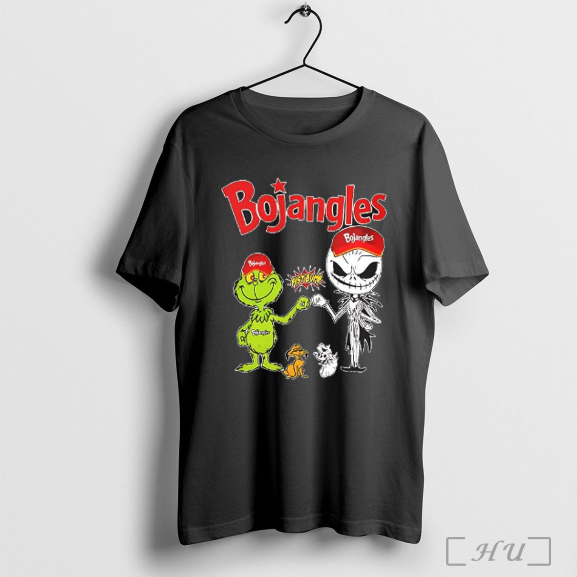 Officials Grinch Fist Bump Jack Skellington Bojangles Halloween 2025 V Neck T Shirt