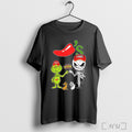 Officials Grinch Fist Bump Jack Skellington Chilis Halloween 2025 V Neck T Shirt
