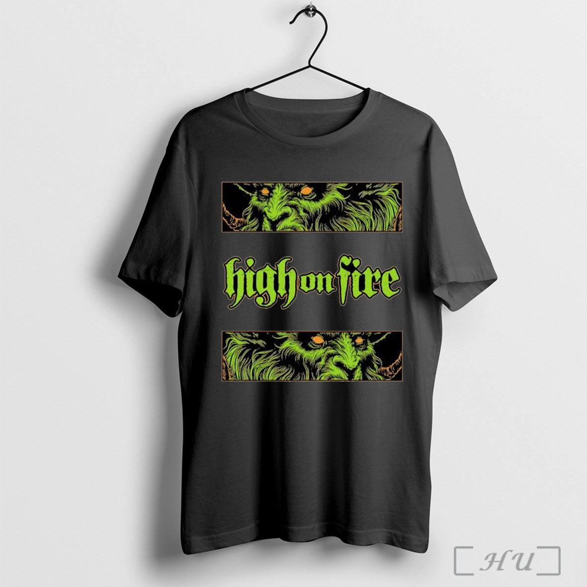 Officials High On Fire Demonic Green Ram Monster Head T Shirt
