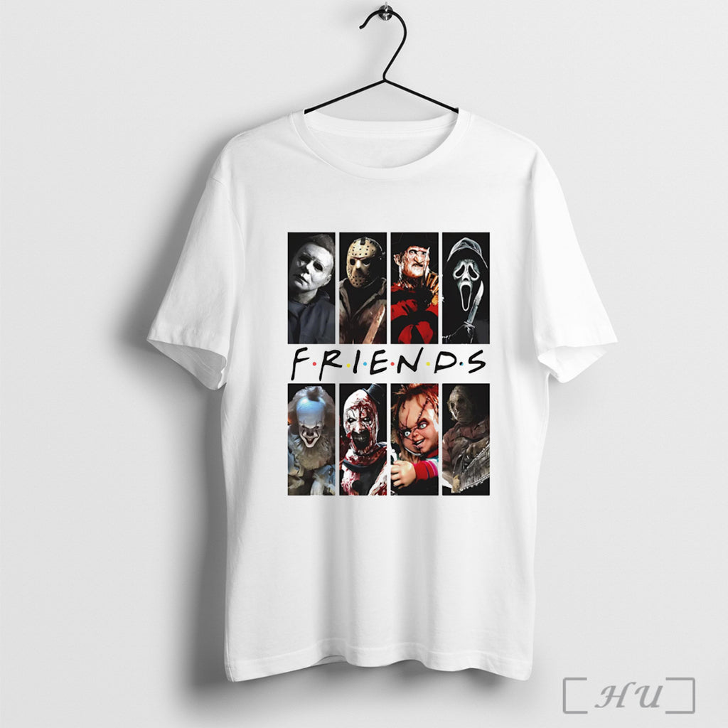 Officials Horror Movie Friends Michael Myers Jason Freddy Krueger Ghostface White T Shirt