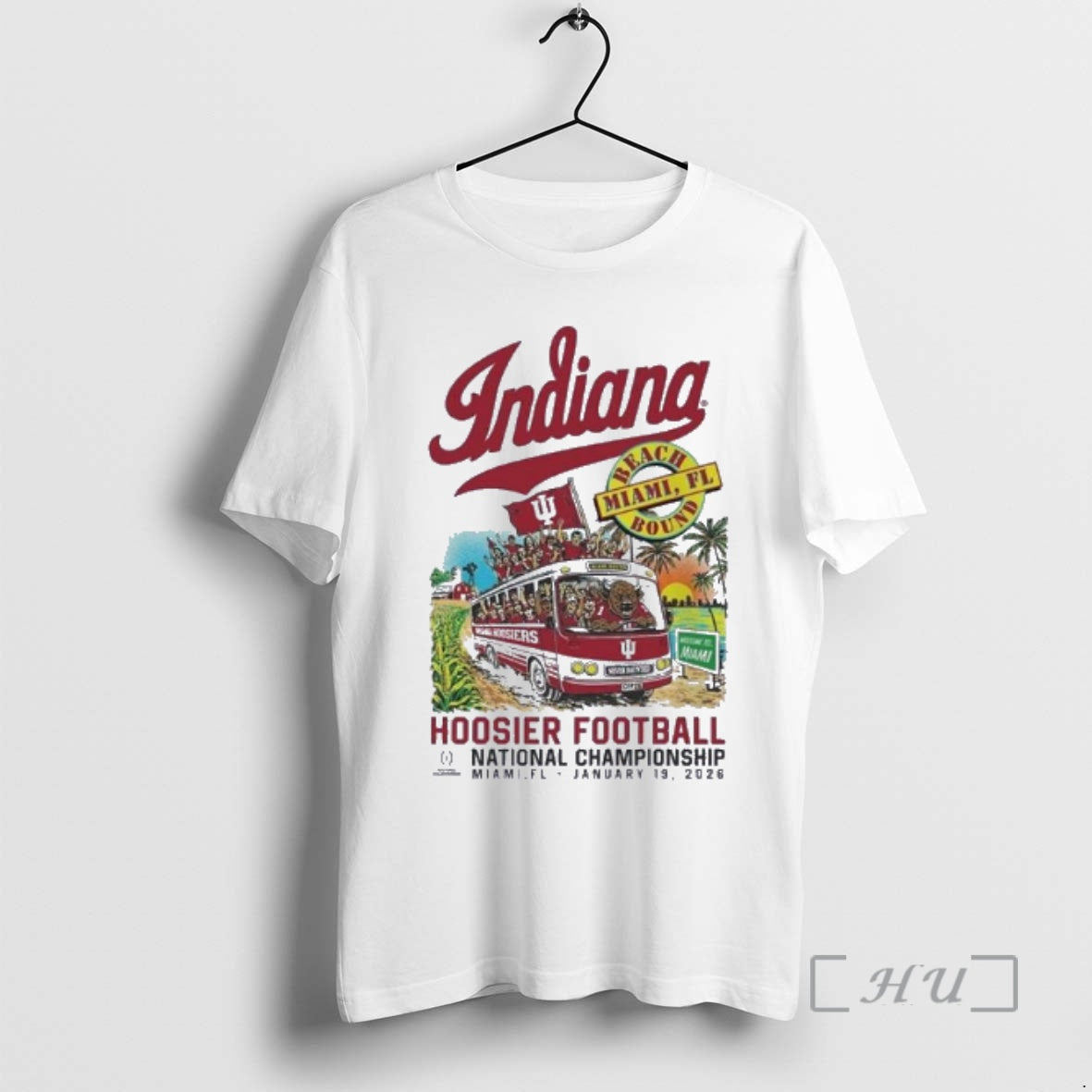 Officials Iu 2025 National Championship Game Bus To Miami Beach T-Shirts, Hoodie, Sweatshirt | AU01DripNestTees.com