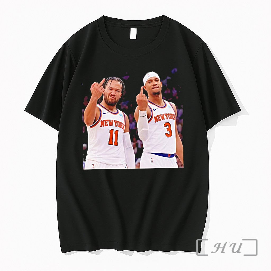 Officials Jalen Brunson And Josh Hart New York Knicks Middle Finger Meme Premium T Shirts