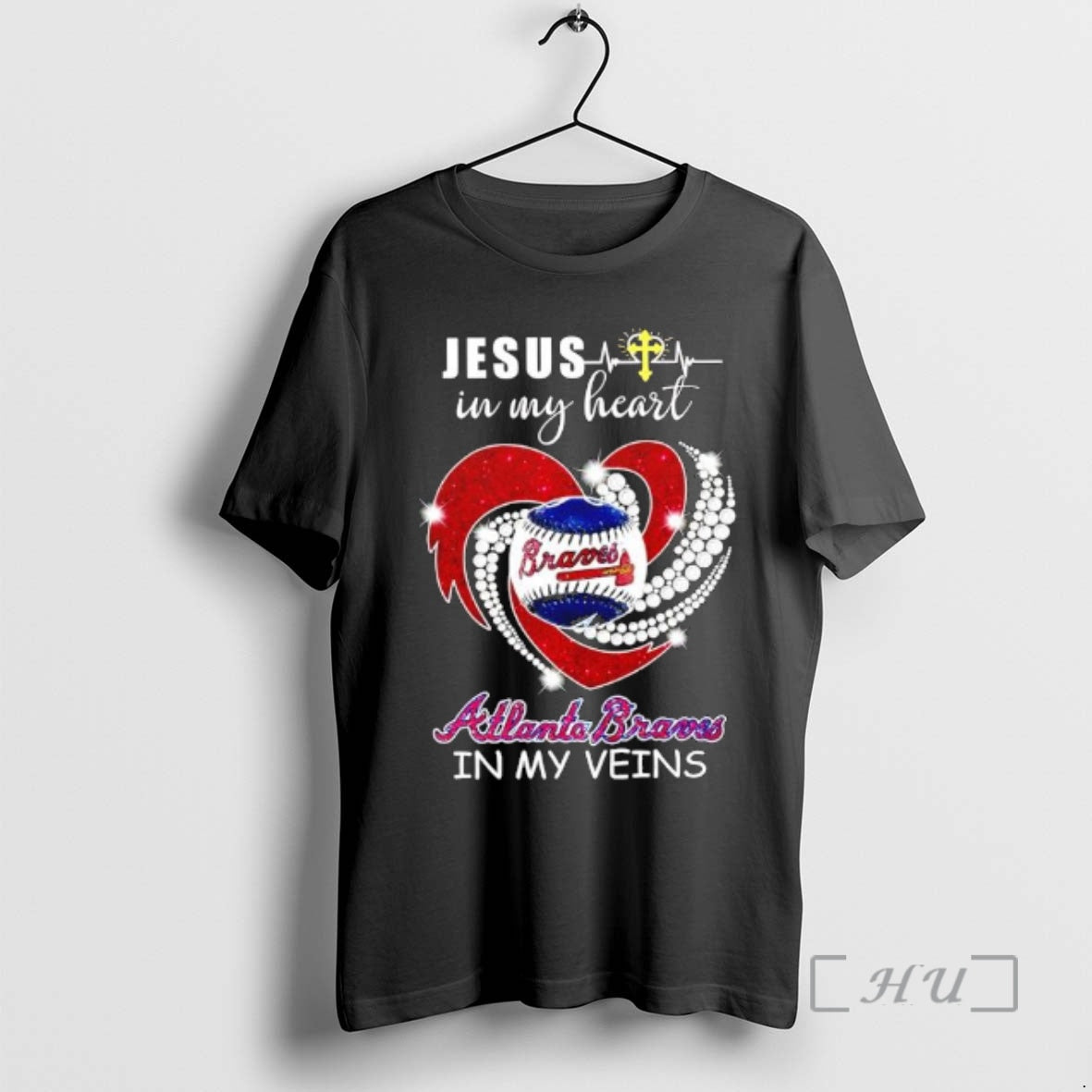 Officials Jesus In My Heart Atlanta Braves In My Veins T-Shirts, Hoodie, Sweatshirt | AU01DripNestTees.com