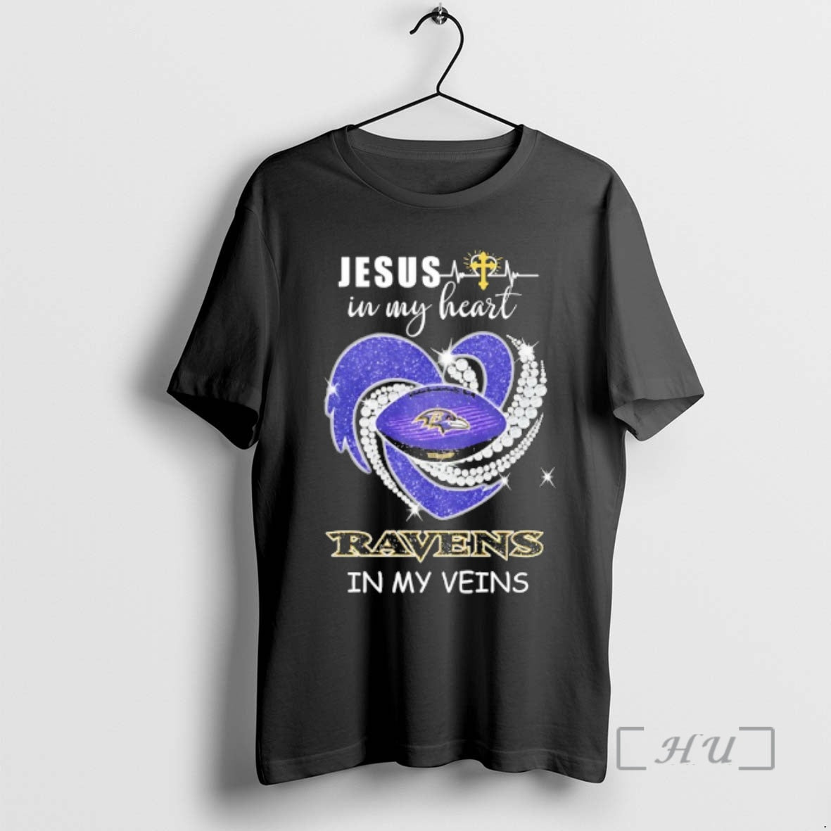 Officials Jesus In My Heart Baltimore Ravens In My Veins Logo Team Premium T Shirts Hoodie, Sweatshirt | AU01DripNestTees.com