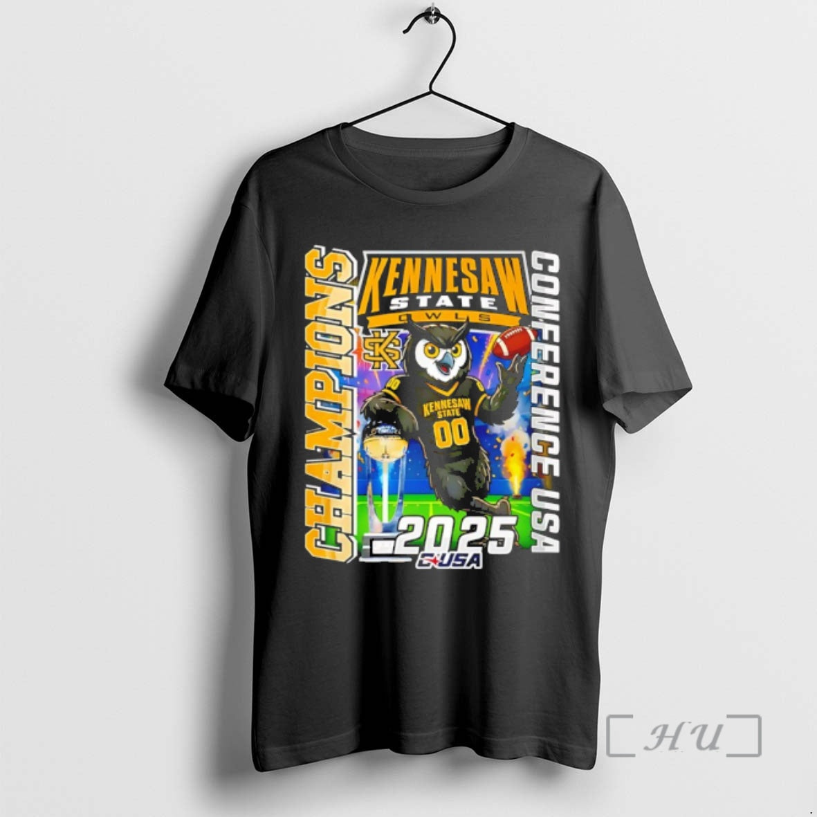 Officials Kennesaw State Owls 2025 Conference Usa Champions Mascot T-Shirts, Hoodie, Sweatshirt | AU01DripNestTees.com