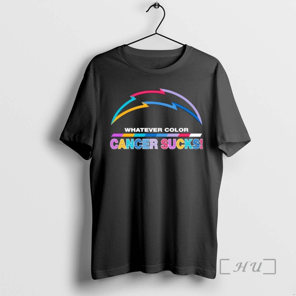 Officials Los Angeles Chargers Football Whatever Color Cancer Sucks Logo Colors Premium T Shirts Sweater Hoodie, Sweatshirt