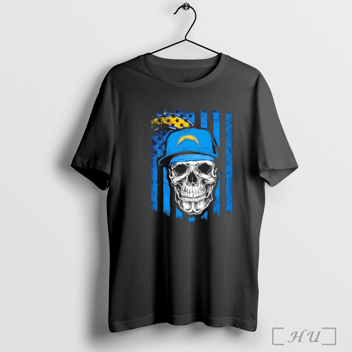 Officials Los Angeles Chargers X Skull Hip Hop Us Flag T Shirt