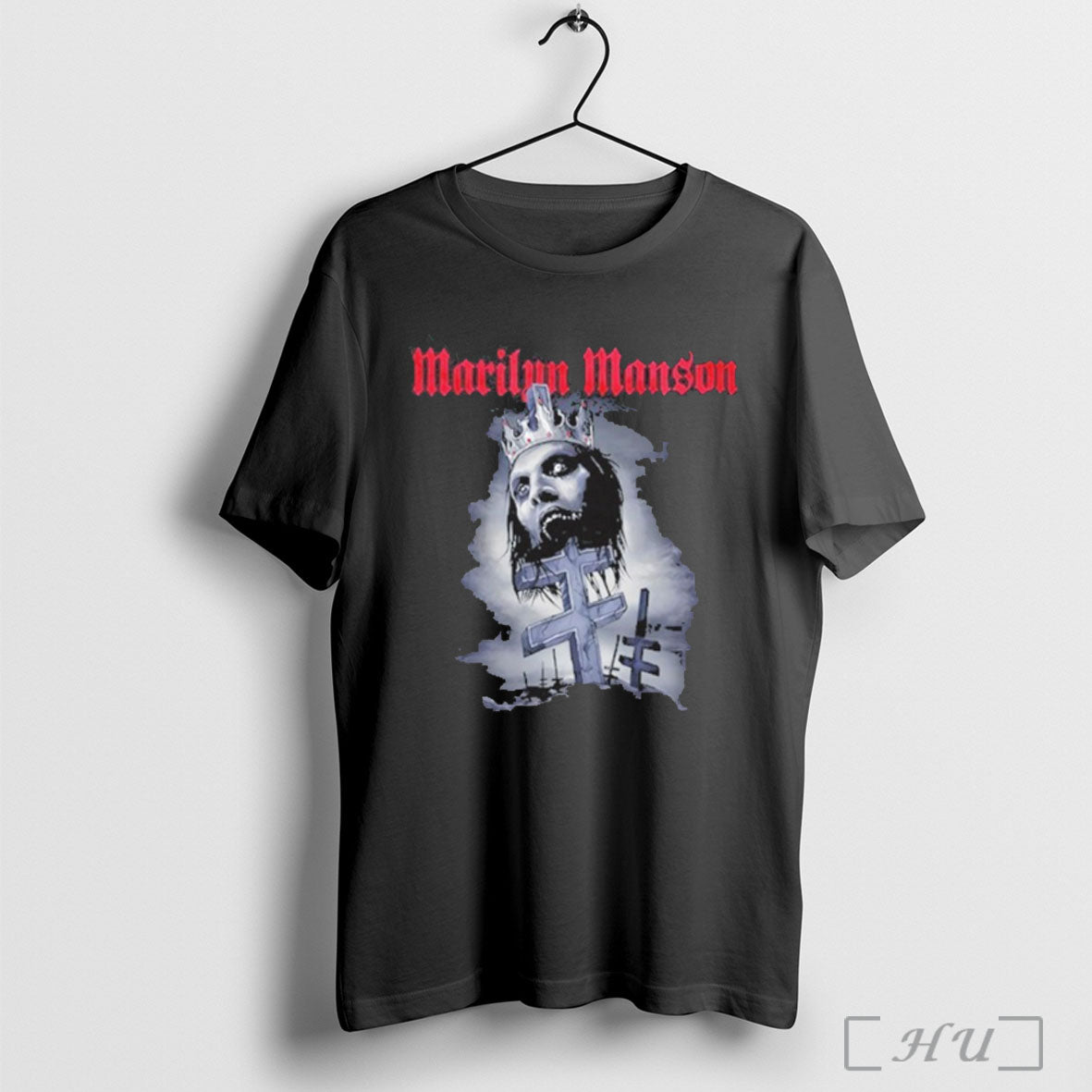 Officials Marilyn Manson Impaled Double Cross Black T Shirt