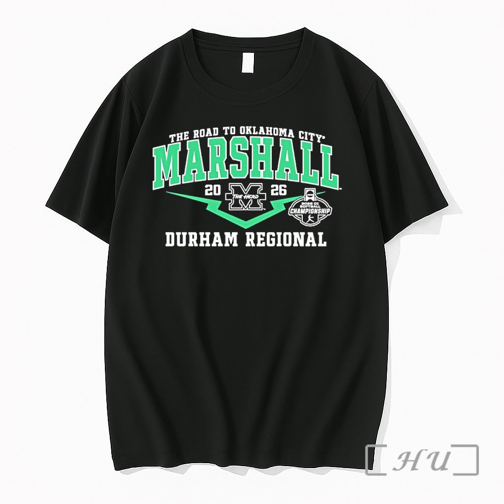Officials Marshall Thundering Herd 2026 Durham Regionals The Road To Oklahoma City Premium T Shirts