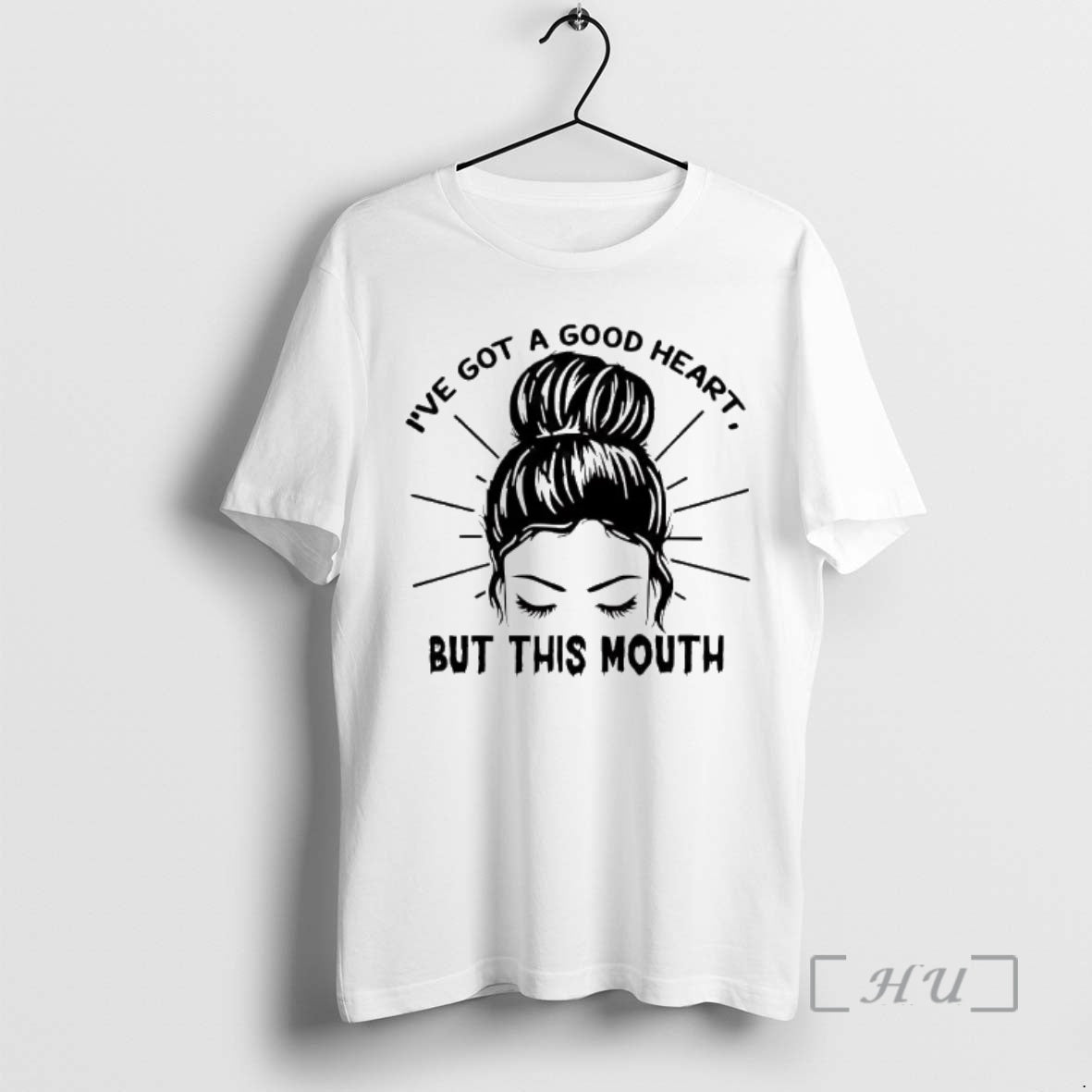 Officials Messy Bun Ive Got A Good Heart But This Mouth Premium T Shirts Sweater Hoodie, Sweatshirt | AU01DripNestTees.com