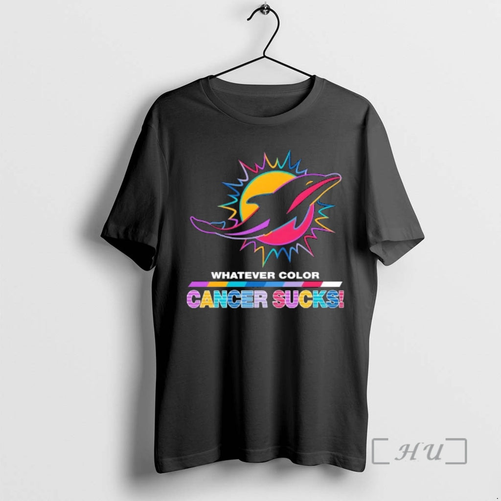 Officials Miami Dolphins Football Whatever Color Cancer Sucks Logo Colors T-Shirts, Hoodie, Sweatshirt | AU01DripNestTees.com