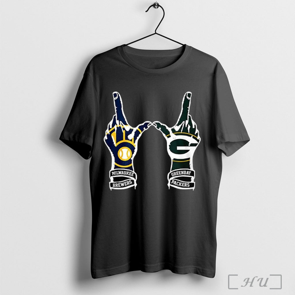 Officials Milwaukee Brewers Vs Green Bay Packers Hands T Shirt