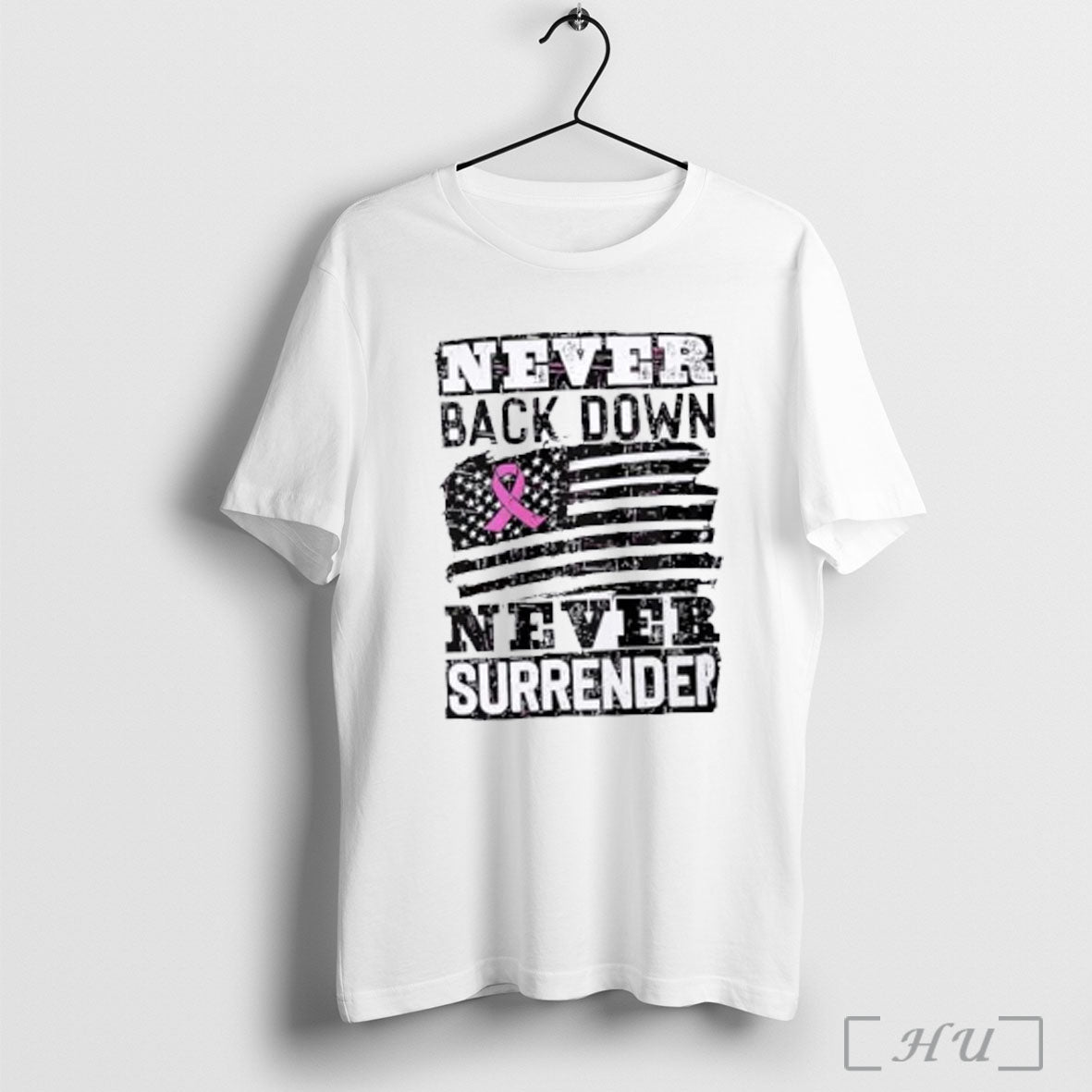 Officials Never Back Down Never Surrender Breast Cancer Awareness Us Flag T Shirt