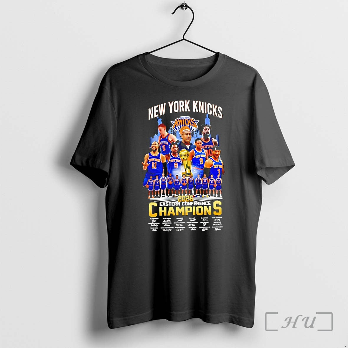 Officials New York Knicks 2026 Eastern Conference Chammpions Collage Team Signatures Premium T Shirts Sweater