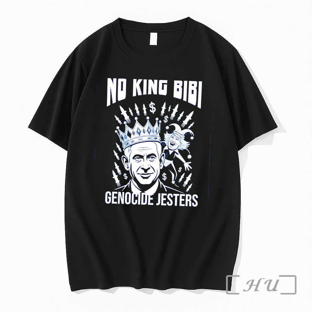 Officials No King Bibi Genocide Jesters Featuring Benjamin Netanyahu Illustration Tee Premium T Shirts Sweater