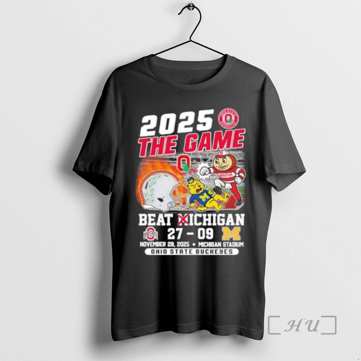 Officials Ohio State Mascot Knockout Michigan 2025 The Game 27 9 Score Premium T Shirts Hoodie, Sweatshirt