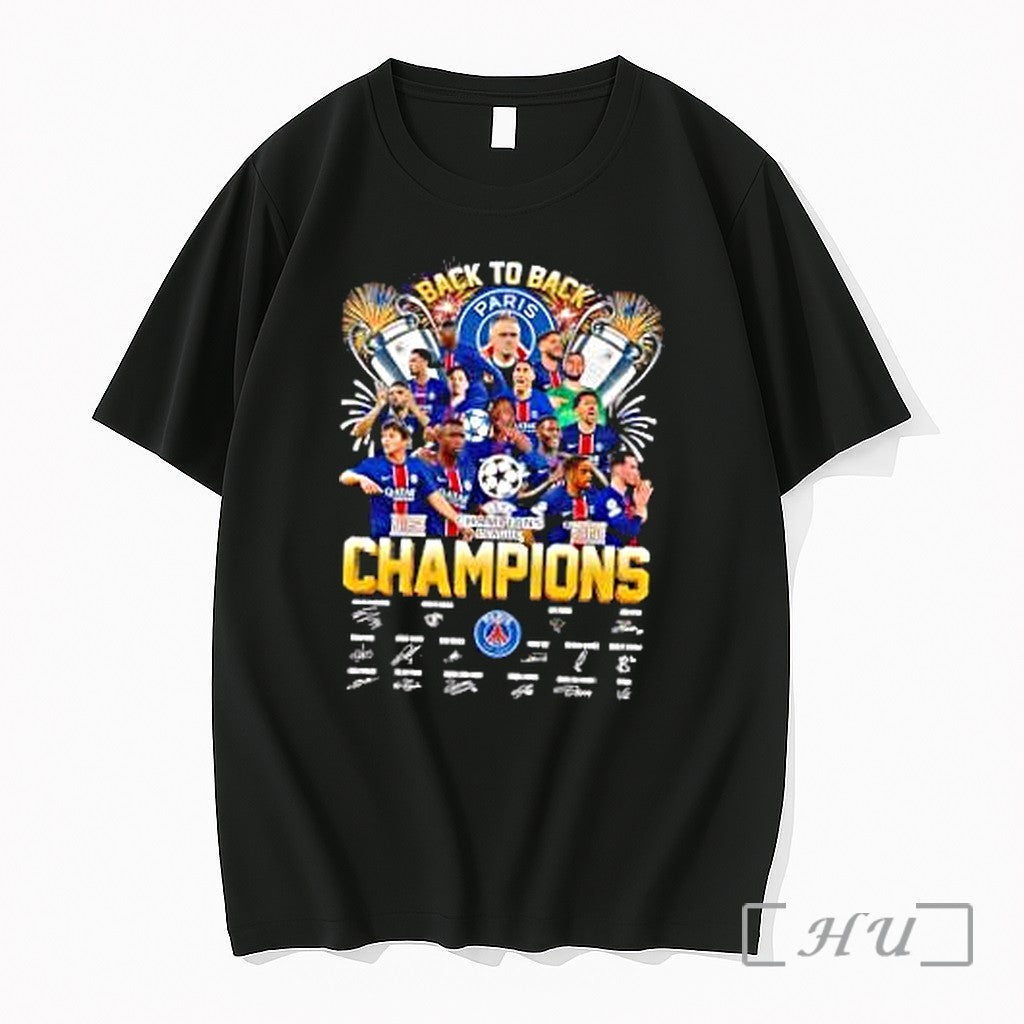 Officials Paris Saint Germain Back To Back Champins League Champions Signature Premium T Shirts Sweater