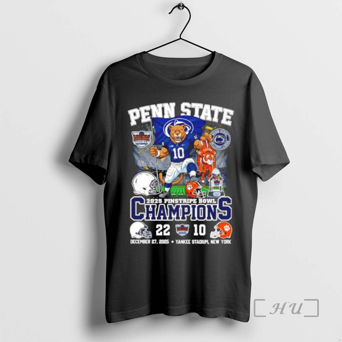 Officials Penn State Nittany Lions Football Pinstripe Bowl Champions 2025 Mascot Score Premium T Shirts Hoodie, Sweatshirt