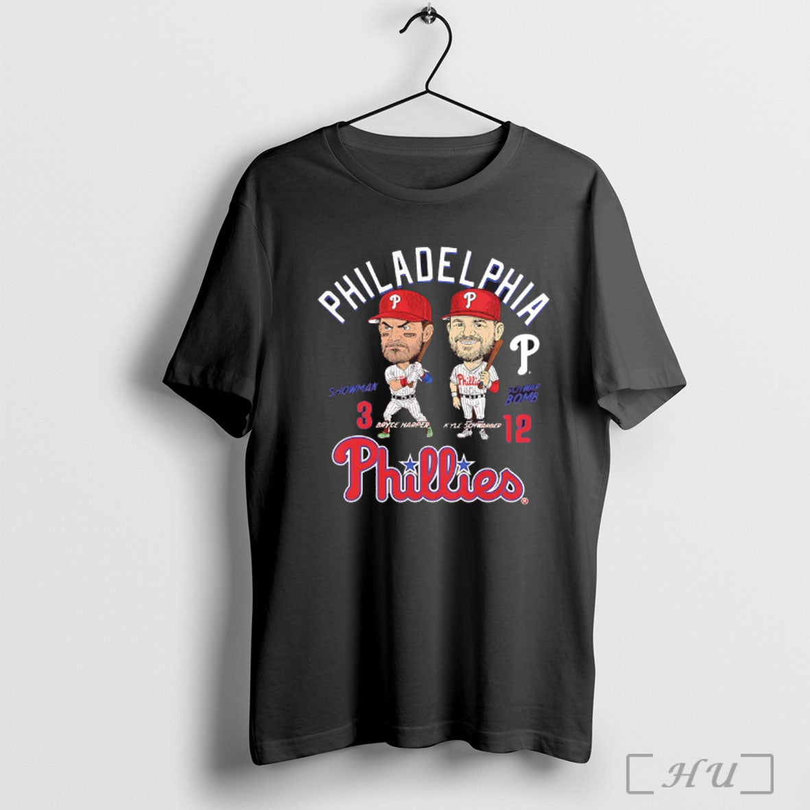 Officials Philadelphia Phillies Bryce Harper Showman And Kyle Schwarber Schwarbomb Player Duo T Shirt