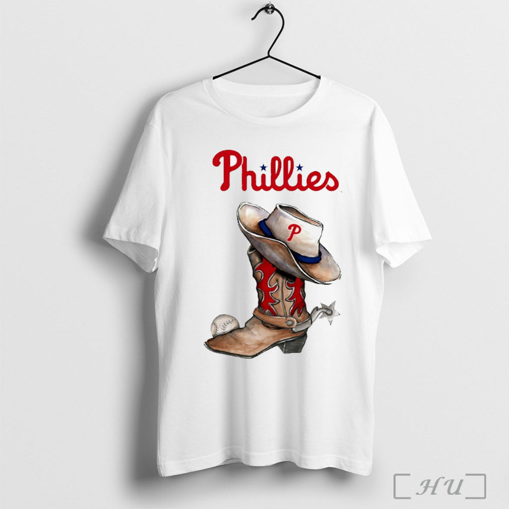 Officials Philadelphia Phillies Cowboy Boot Hat T Shirt