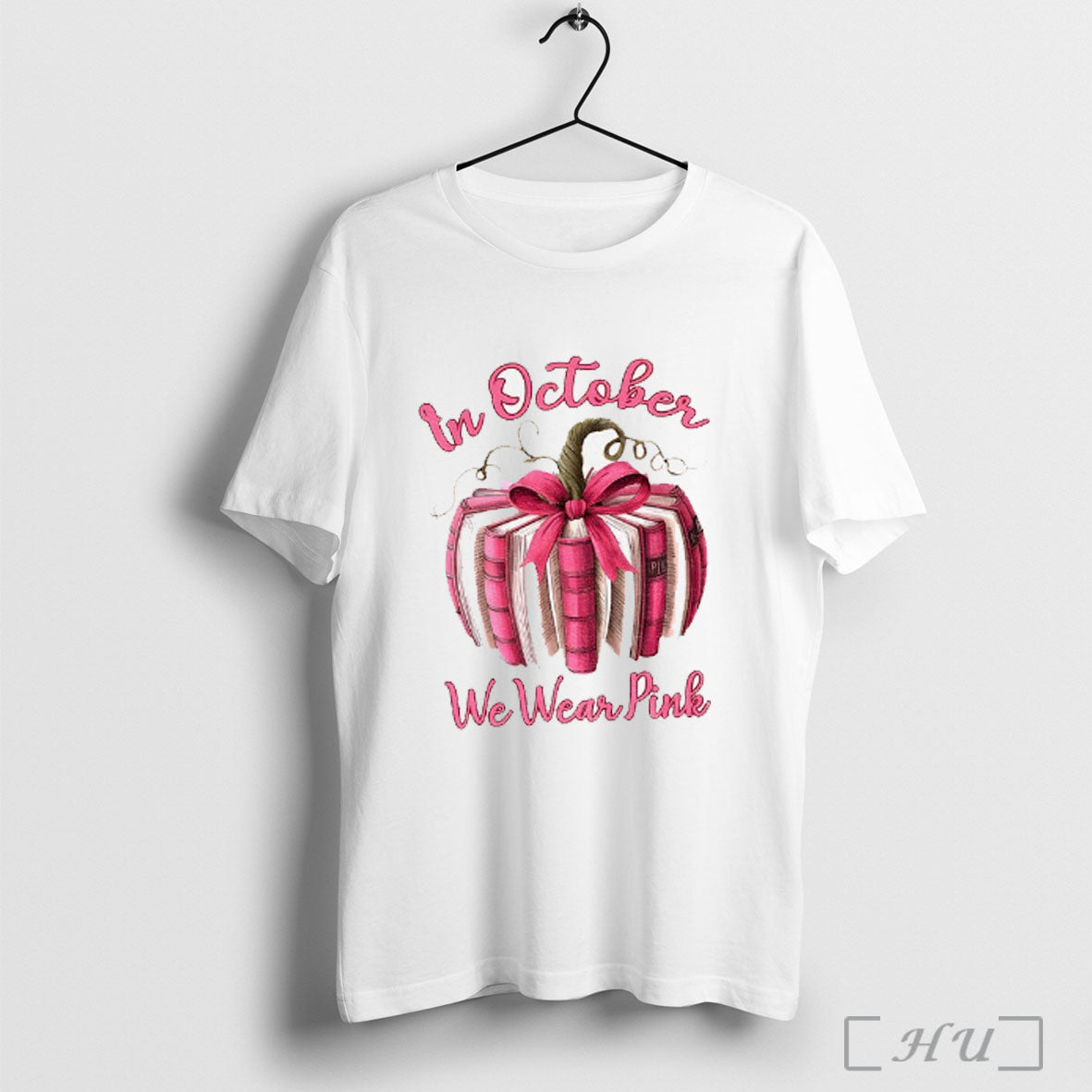 Officials Pumpkin Book Breast Cancer In October We Wear Pink T Shirt